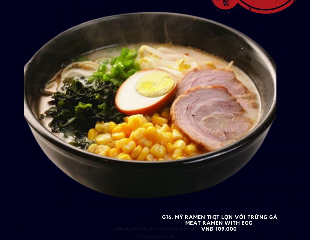 G18. Mỳ ramen thịt lợn với trứng gà Meat ramen with egg